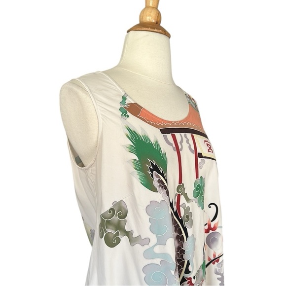 CITRON Santa Monica Silk Asian Inspired Blouse Whimsical Dragon Colorful Size M - Picture 6 of 15